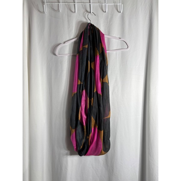 Accessories - Infinity‎ Scarf Large Circles Pattern Pink Black Gold Lightweight Loop